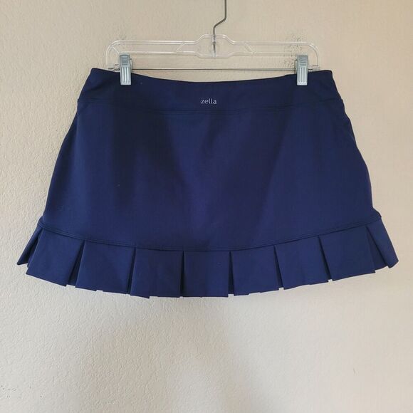 Zella Skort Skirt Sz Large Blue Casual Tennis Pickleball Pockets Preppy Pleated - Picture 6 of 6